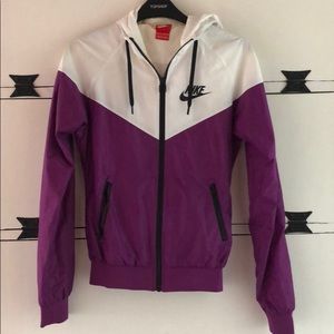 Purple and White Colorblocked Nike Windbreaker
